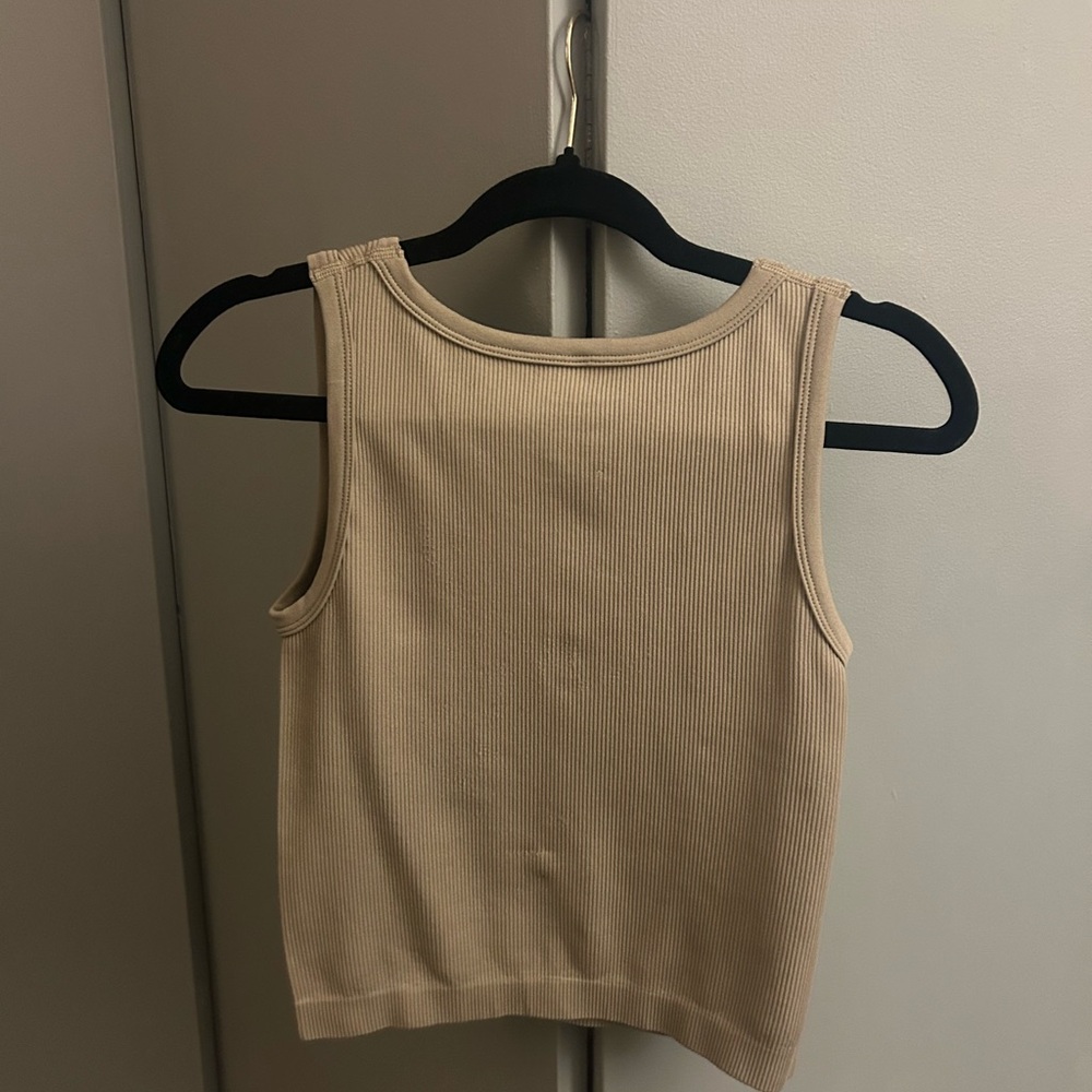 Beige Ribbed Tank Top - Picture 2 of 3